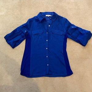 Calvin Klein Womens Petite Button Down Shirt